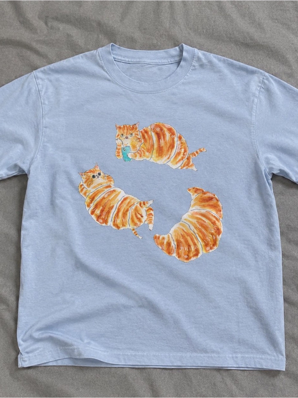 Orange Cat Trio Gildan Light Blue Tee